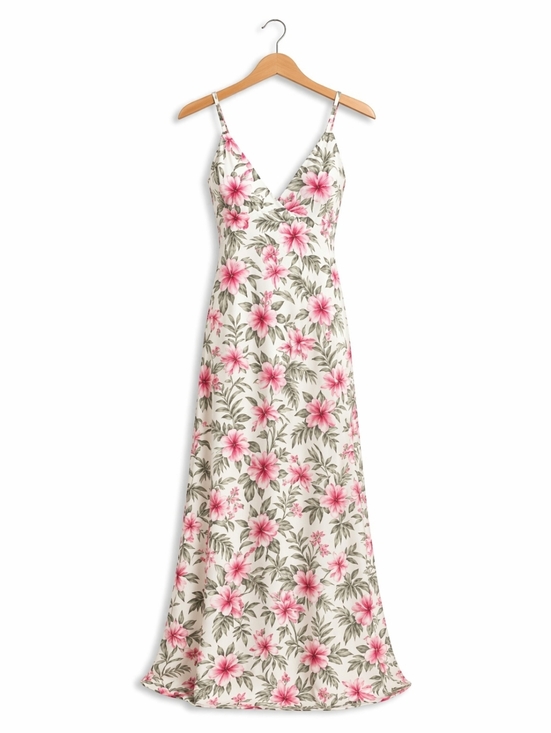 Dresses & Skirts - Floral Halter Maxi Dress - Pink and Gray Small